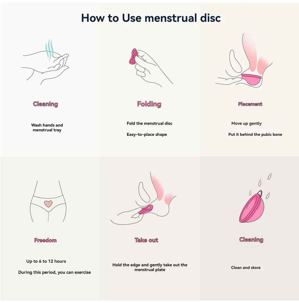 Menstrual Disc Flat-fit Design Women Health Care Feminine Hygiene Silicone Menstrual Cup Period Menstrual Collector Extra-Thin