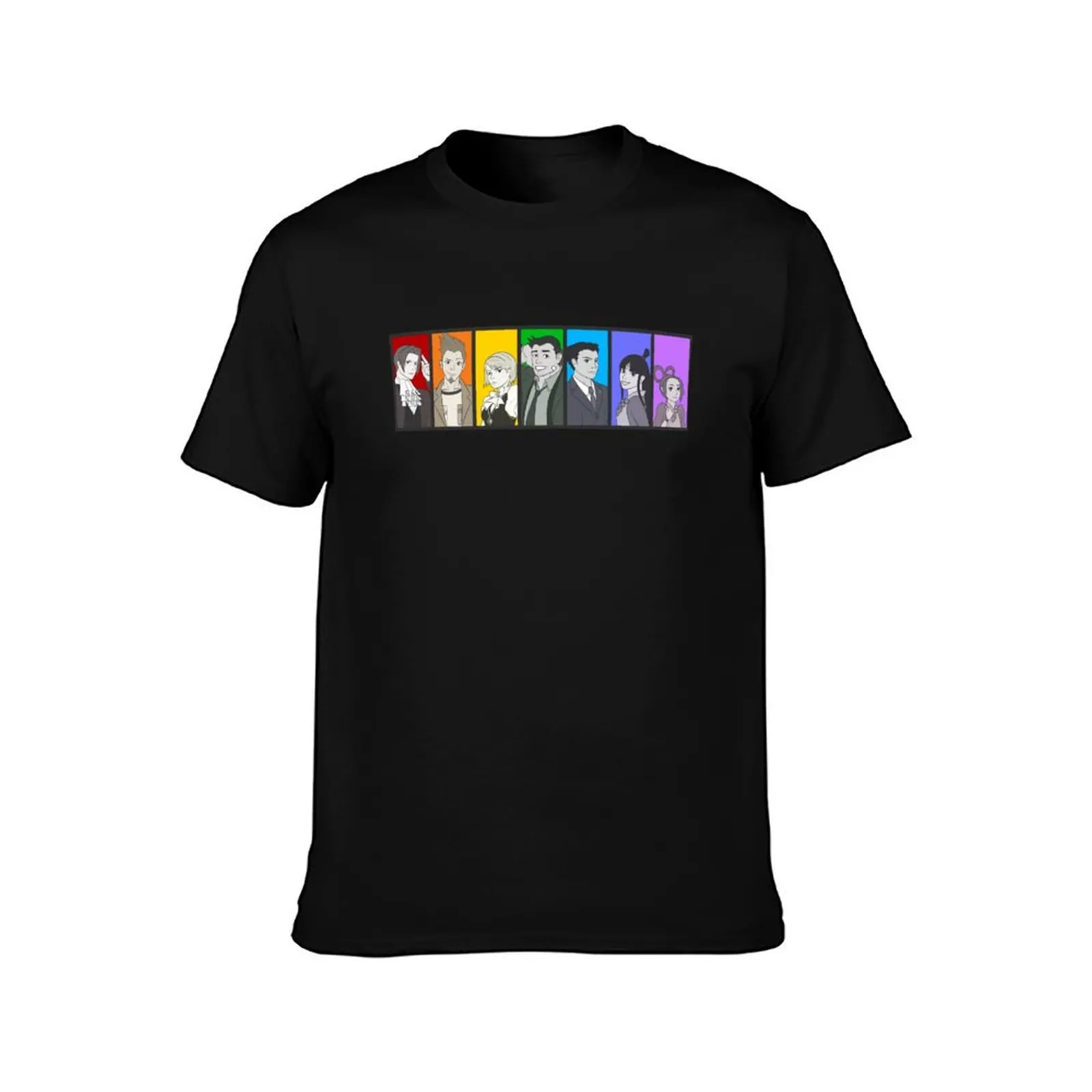 Ace Attorney Rainbow Collage T-Shirt Work Utility Short Sleeve Shirt T-Shirt