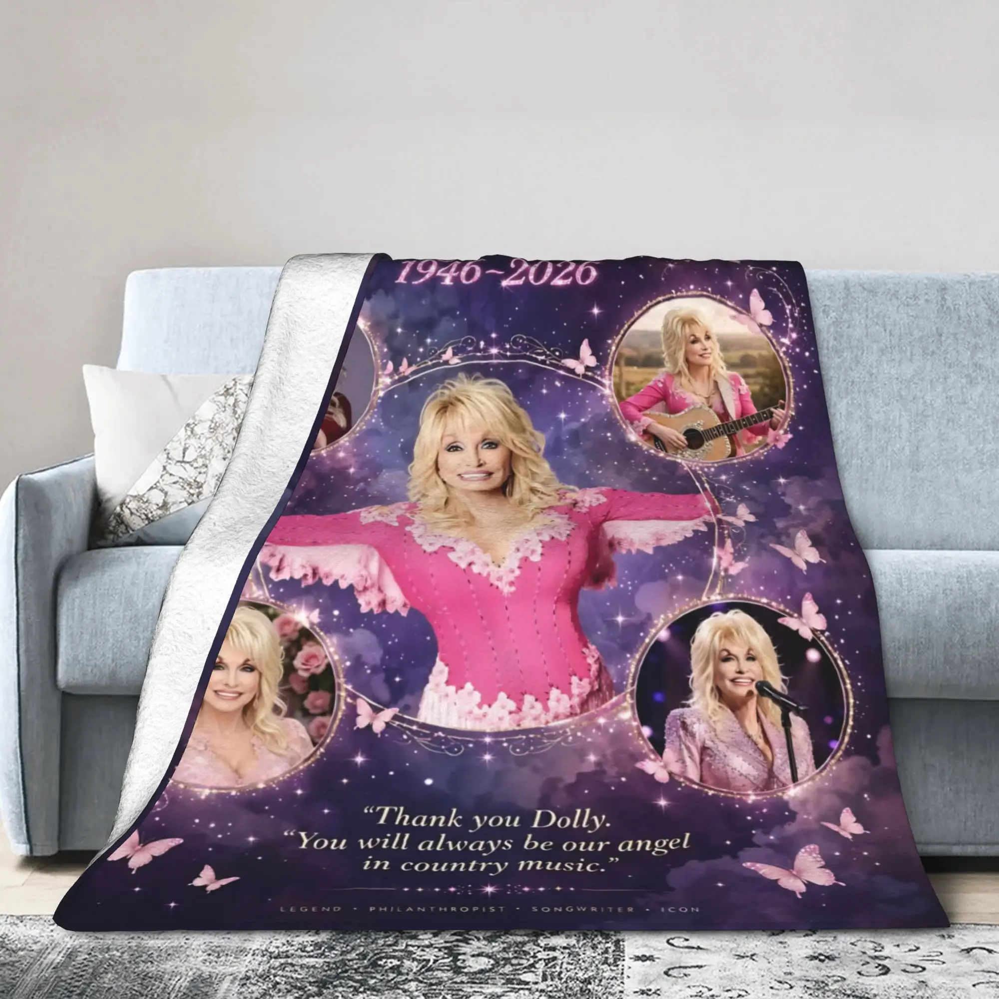 Dolly Parton Memorial RIP Blanket Flannel Summer Air Conditioning  Portable Warm Throw Blankets for Bed Outdoor Bedspreads