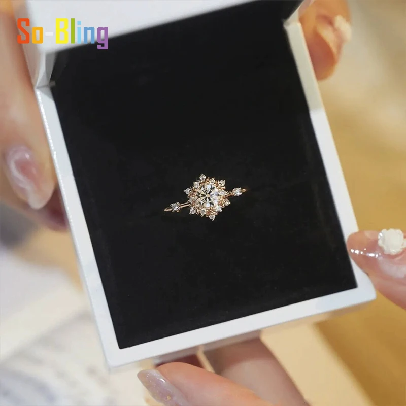 So-Bling 5 مللي متر مويسانيتي خاتم تتفتح زهرة مع شهادة Gra 925 فضة خواتم الزفاف الخطوبة للنساء مجوهرات #5