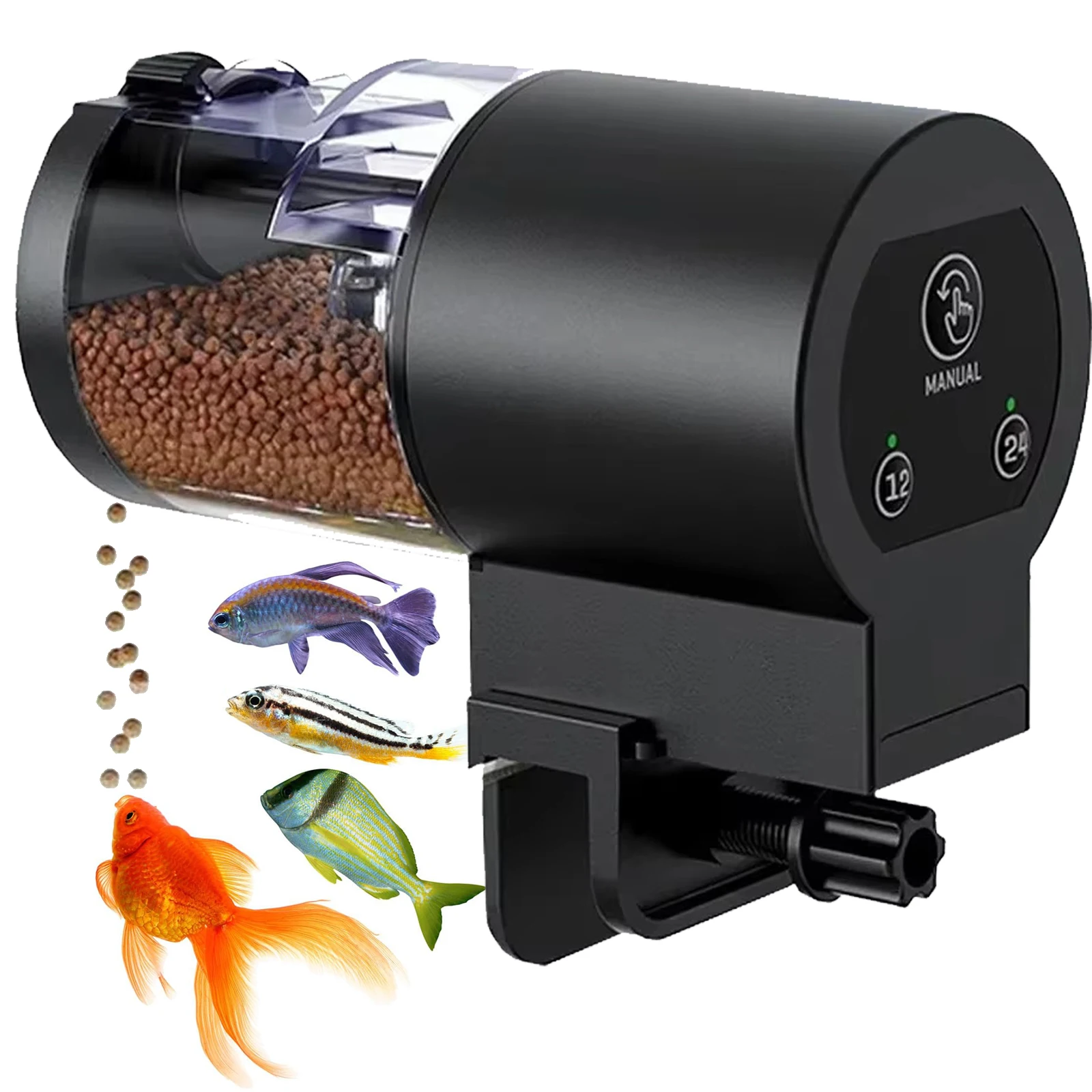 

​Automatic Fish Feeder for Aquarium Smart Timer & Battery Powered 100ml/3.38oz Food Dispenser for Tank & Pond Vacation Feeder​