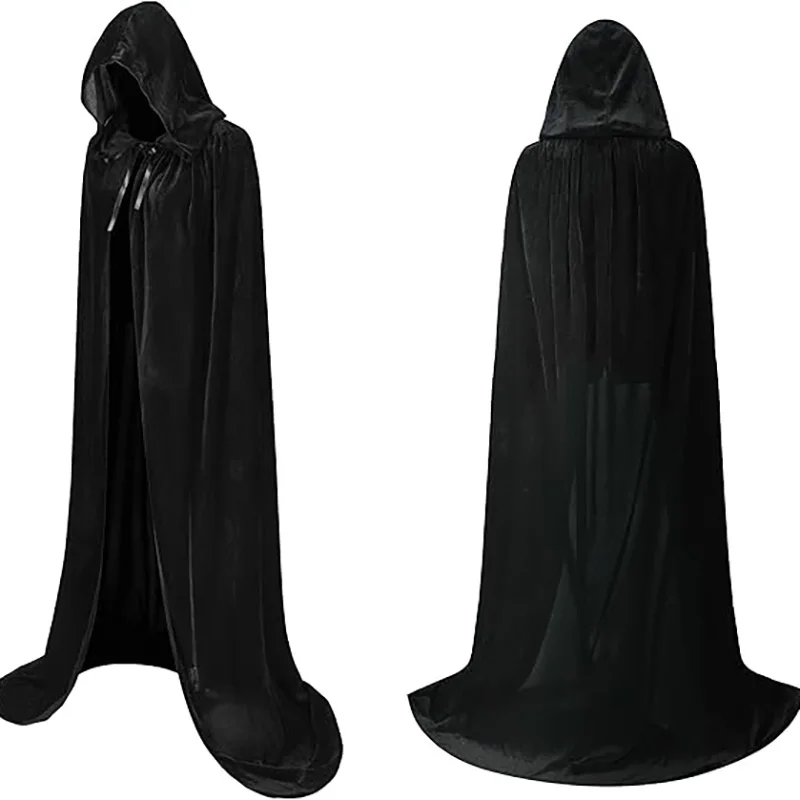 1PC Black Hooded Cloak Set Multiple Styles Halloween Cosplay Cape For Adults & Kids   Halloween Party Supplies