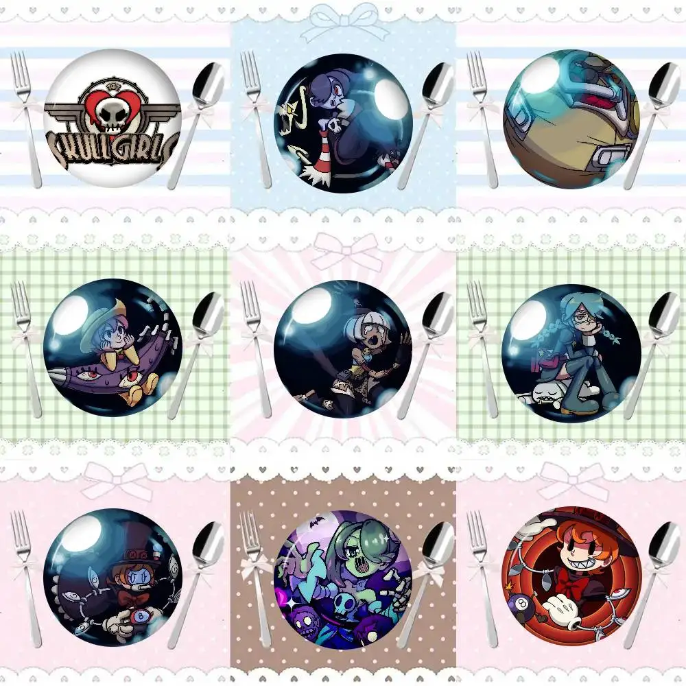 Game s-s-Skullgirls logo   Cute Anime Figure Icon Badge Handmade Tinplate Brooch For Backpack Clothes Chest Ornament Gifts