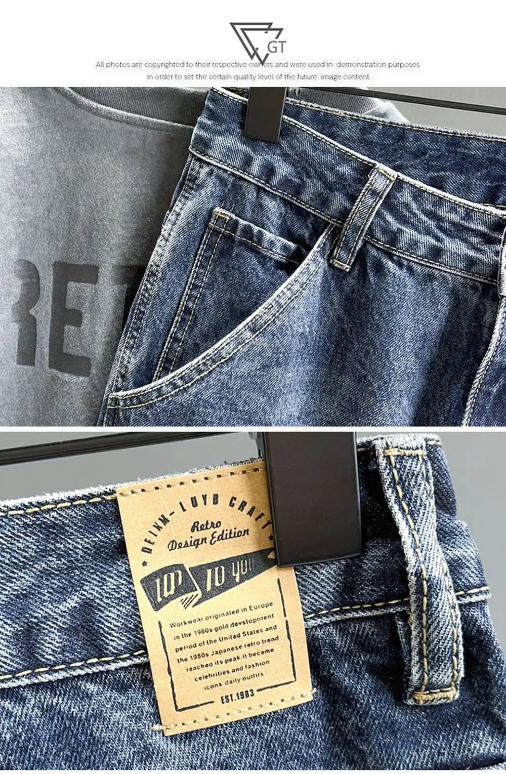 Koreanische Vintage Lose Verjüngt männer Jeans Mode High Street Drapieren Harem Hosen Jugend Hip Hop Streetwear Männliche Blaue Denim Hosen – Detail 9