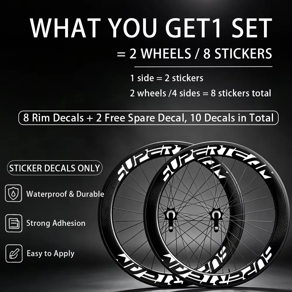 2 Wheels Set Road Bike Rim Decals 700C Carbon Wheel Stickers Waterproof UV Resistant Vinyl DIY Cycling Rim Decor Stickers