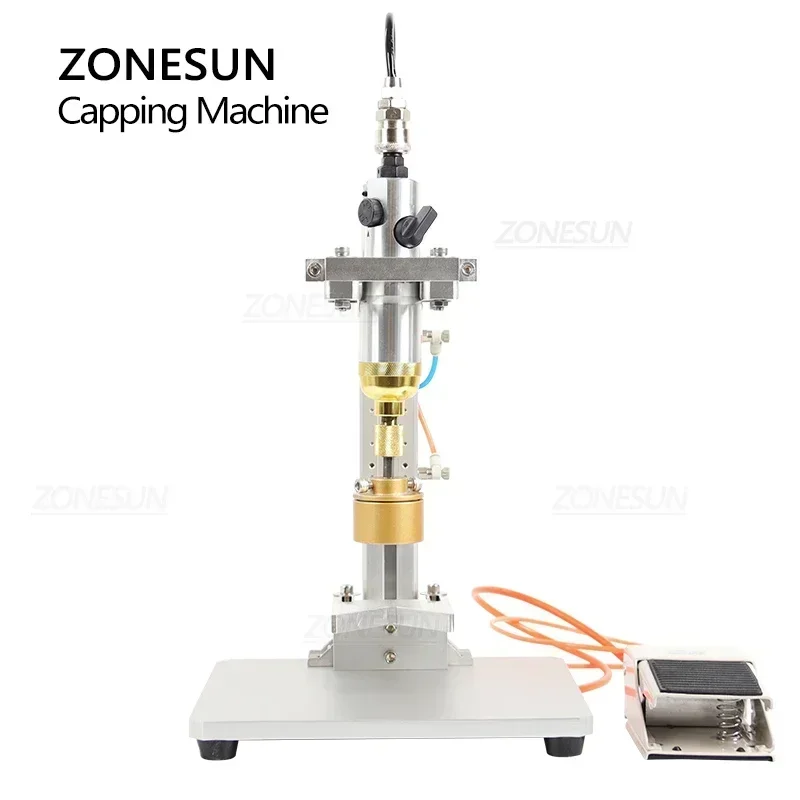 ZONESUN-máquina de tapado neumática redonda, cierre de botella, tapas de tornillo, jugo de agua, Gorilla rechoncho, herramienta de producción pequeña, ZS-XGPZ1