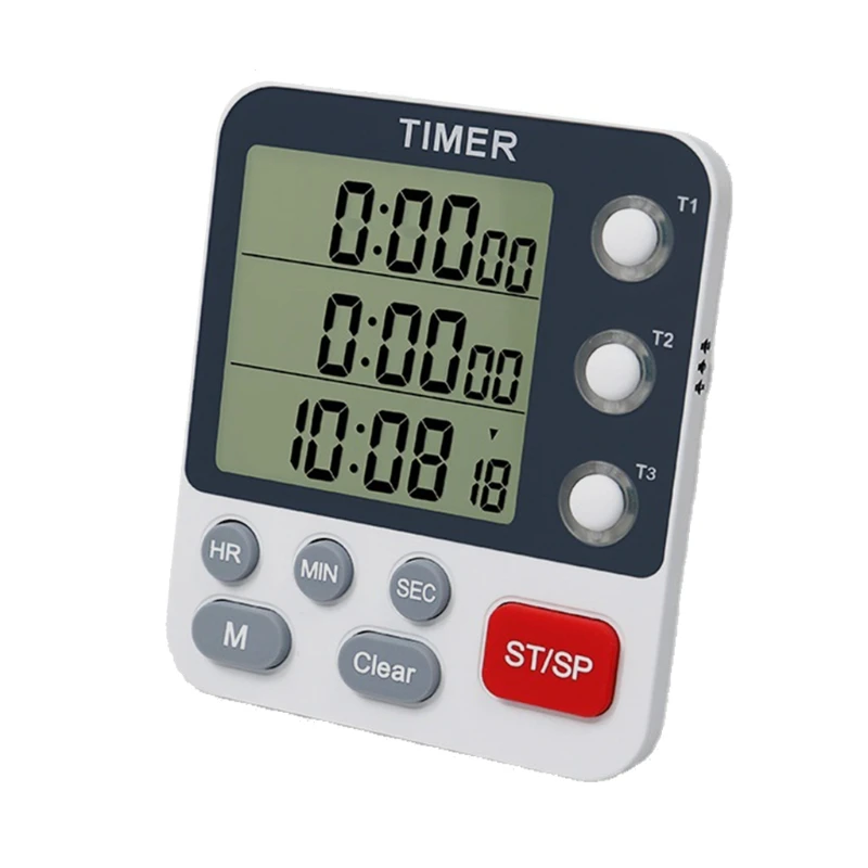 Digital Dual Kitchen Timer Cronômetro Display Suporte alarme volume ajustável