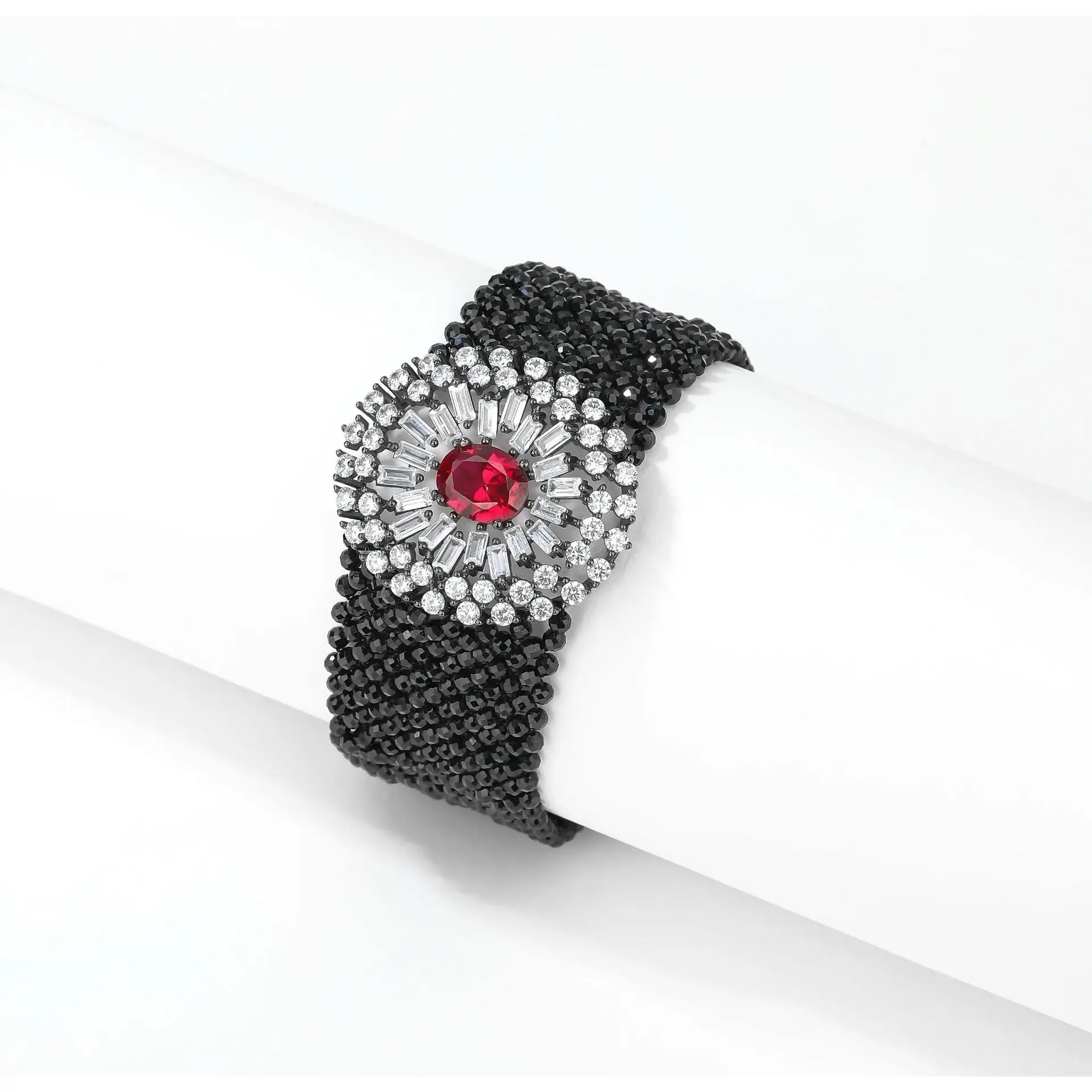 Natural BlackSpinel S925 Sterling Silver Bracelet Light Luxury High-end Feeling Beads Handmade Bracelet for Women