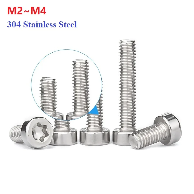 Torx Screw Cup Head 304 Stainless Steel Bolt M2 M2.5 M3 M4 Cylindrical Head Screw Thin Head Screws