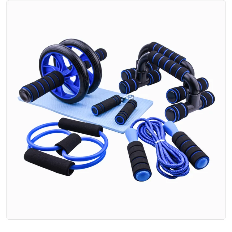 Small indoor home fitness set 7-piece push-up support abdominal wheel set Multifunctional trainer