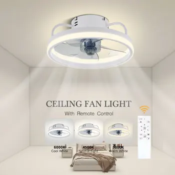 흰색 무단 디밍 천장 팬, LED 조명, 33cm, 55W, 6 단 타이밍 천장 선풍기, 2.4G 리모컨 AC85-265V 