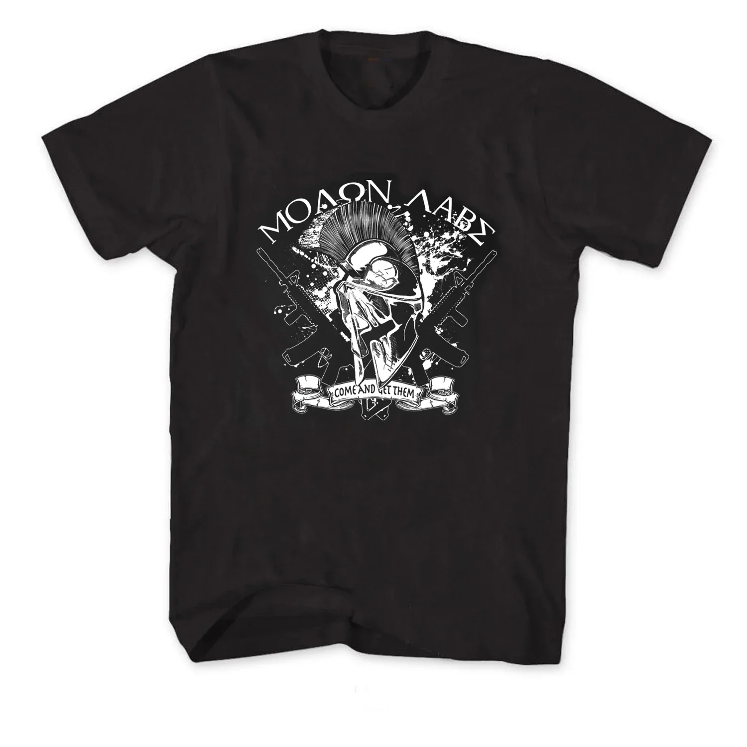 Come and Get Them. Spartan Helmet Molon Labe 2nd Amendment T-Shirt 100% Cotton O-Neck Short Sleeve Summer Casual Mens T-shirt