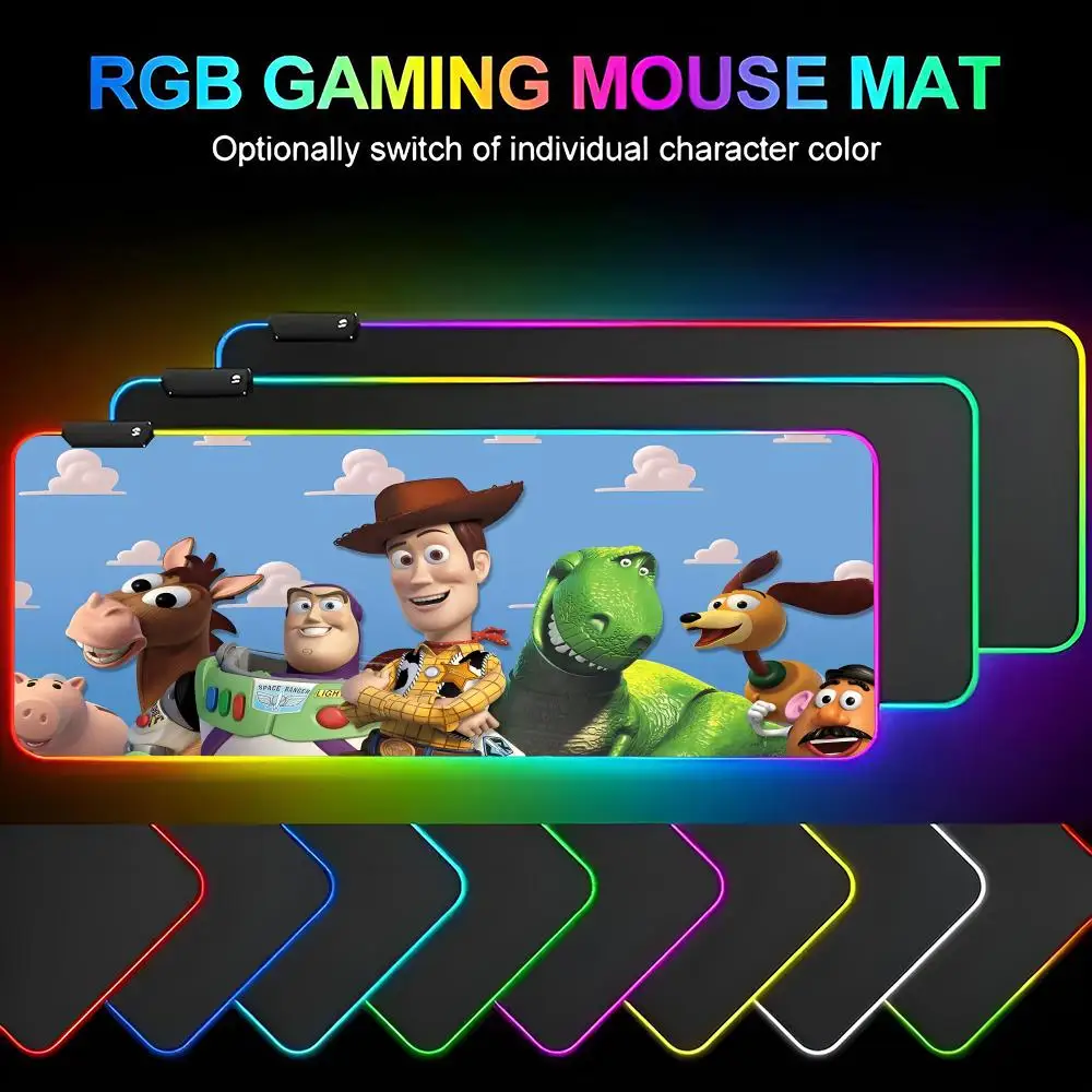 Toy Story 4 Mouse Pad Gamer RGB Deskmat Keyboard Mat Gaming Laptops LED Mousepad Desk Protector Anime Mause Mats