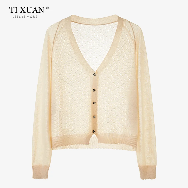 High Quality Ice Silk Knitted Cardigan Top, Women's Thin Summer Outerwear, Sun Protection, Air-conditioned Shirt, Shawl Jacket