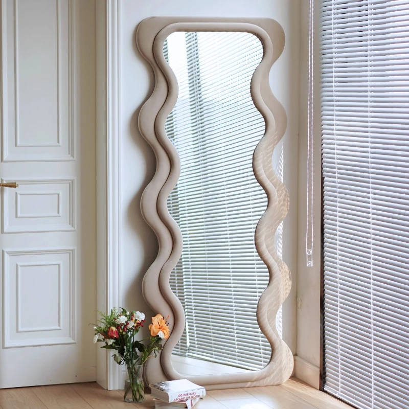 

ins wave full body full-length mirror home retro floor-to-ceiling Nordic fitting mirror