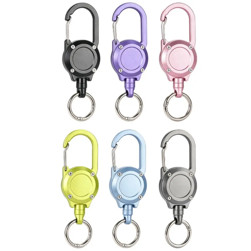 Recoil Aluminum Alloy Retractable Keychain Heavy Duty Wire Rope Retractable Key Holder Steel Cable Portable Key Ring Camping