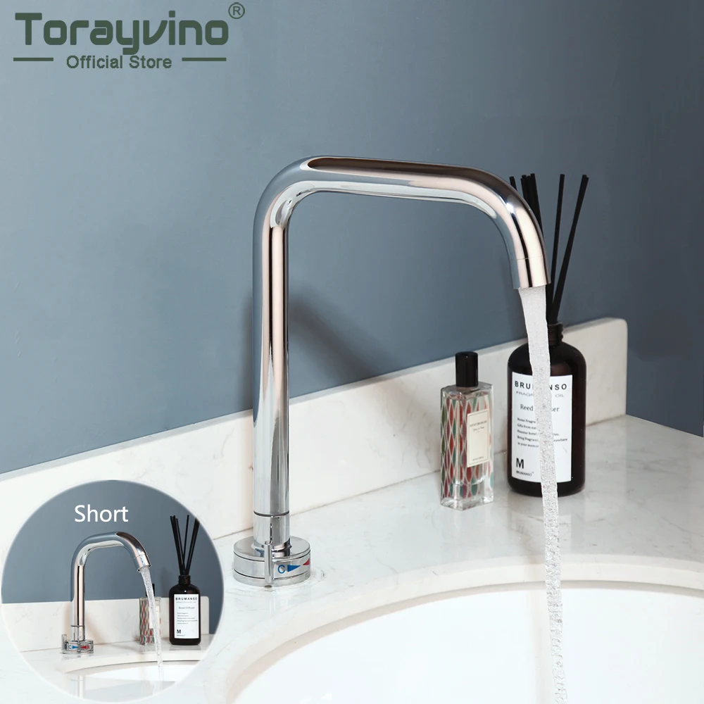

Смеситель для ванной Torayvino, кран для раковины с хромированной отделкой, из нержавеющей стали, простая конструкция, для горячей и холодной воды