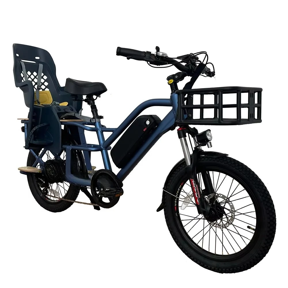 QQA 2026 latest adult electric bicycle with child seat 48v 15ah Shimano 7-speed electric family two-seat bicycle ex-factory pric