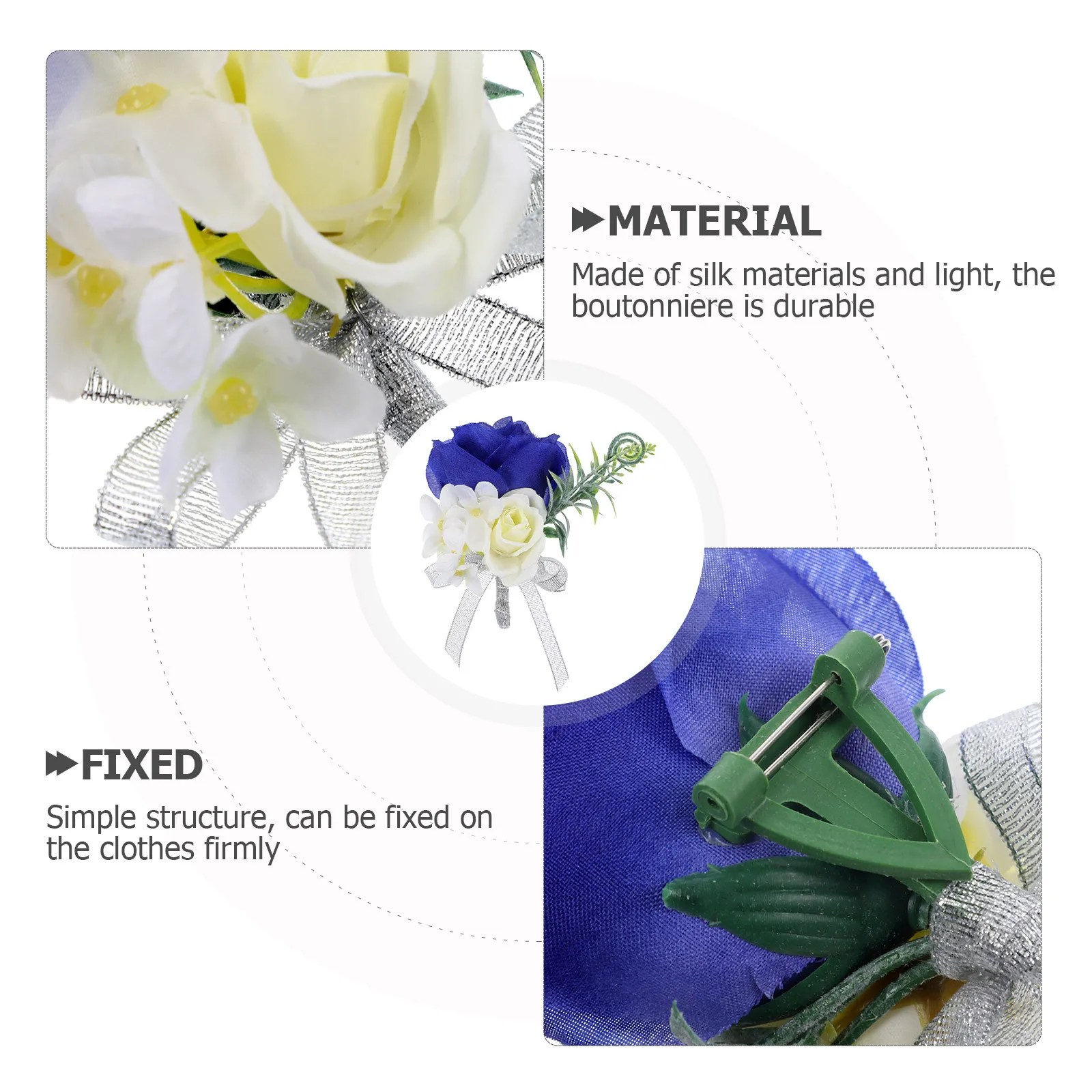 Wedding Party Artificial Flower Boutonniere Royal Blue Groom Bride Pin Suit Decoration Groom Boutonniere