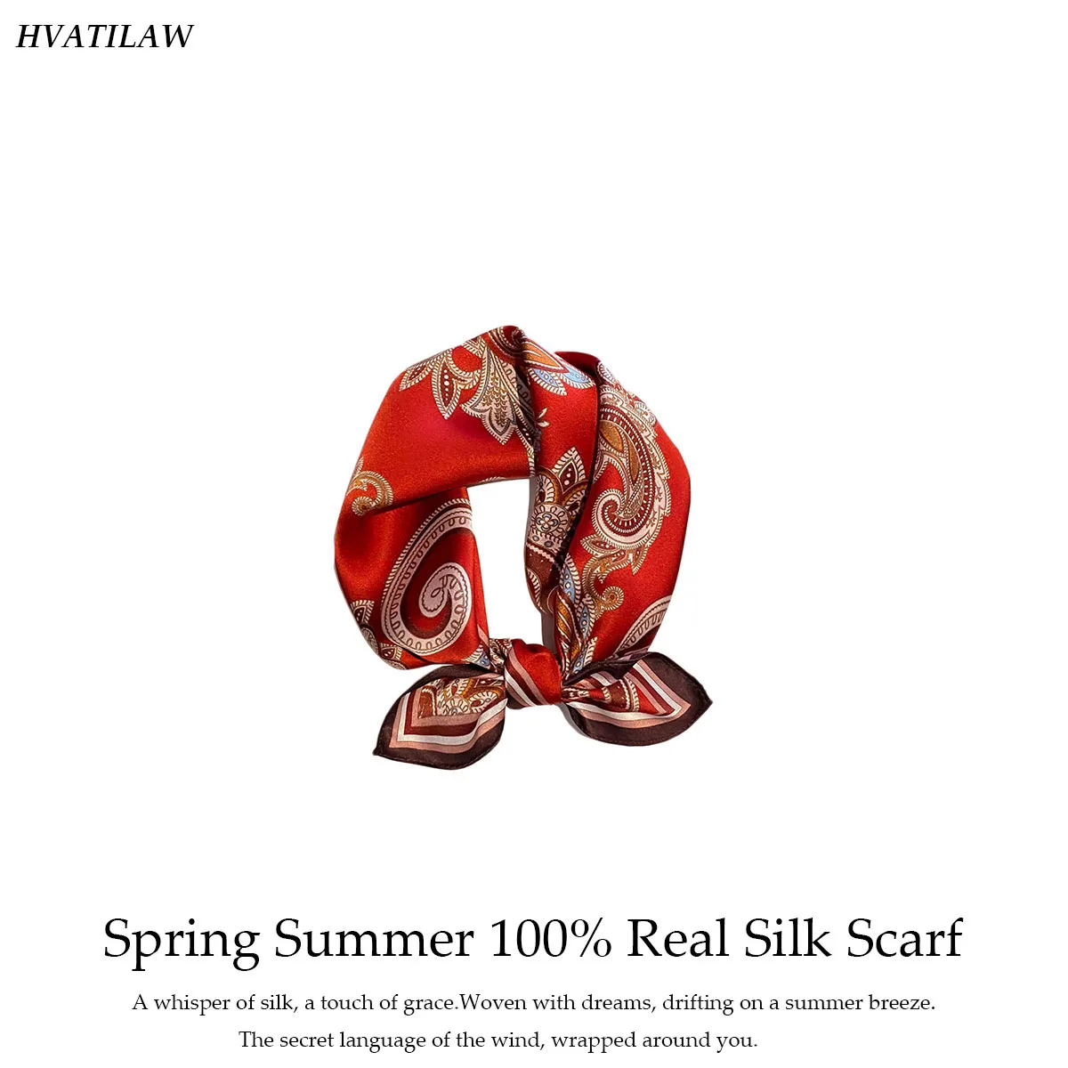 

Elegant 100% Real Silk Square Scarf 53cm for Women Fashion Luxury High-Quality Bandana Kerchief Headband Hijab Shawl Wrap bufand