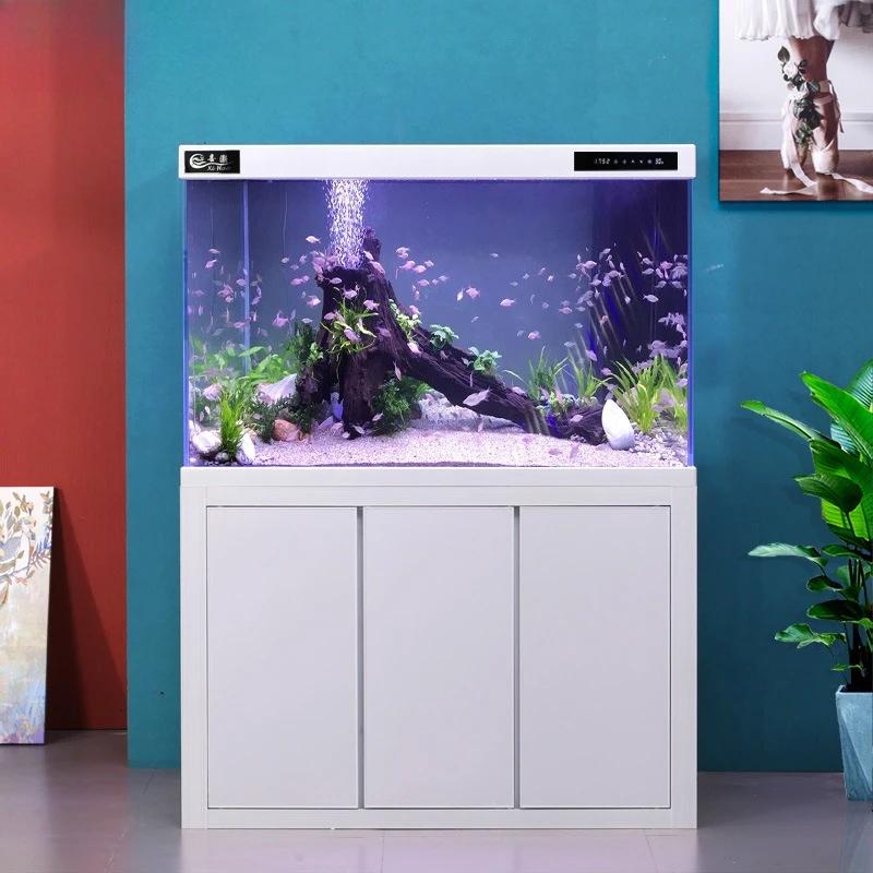 

Ultra white fish tank aquarium living room floor screen large household small bottom filter goldfish tank