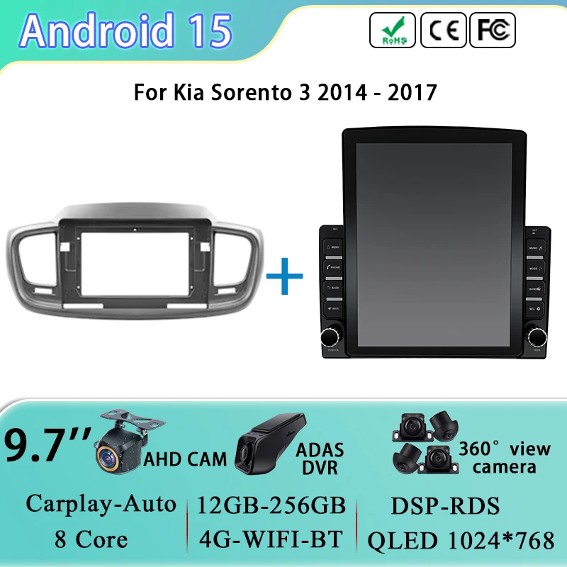 Unidad principal 4G para Kia Sorento 3 2014 - 2017 unidad principal Radio de coche Android Auto Carplay vídeo Multimedia navegación GPS No 2Din DVD