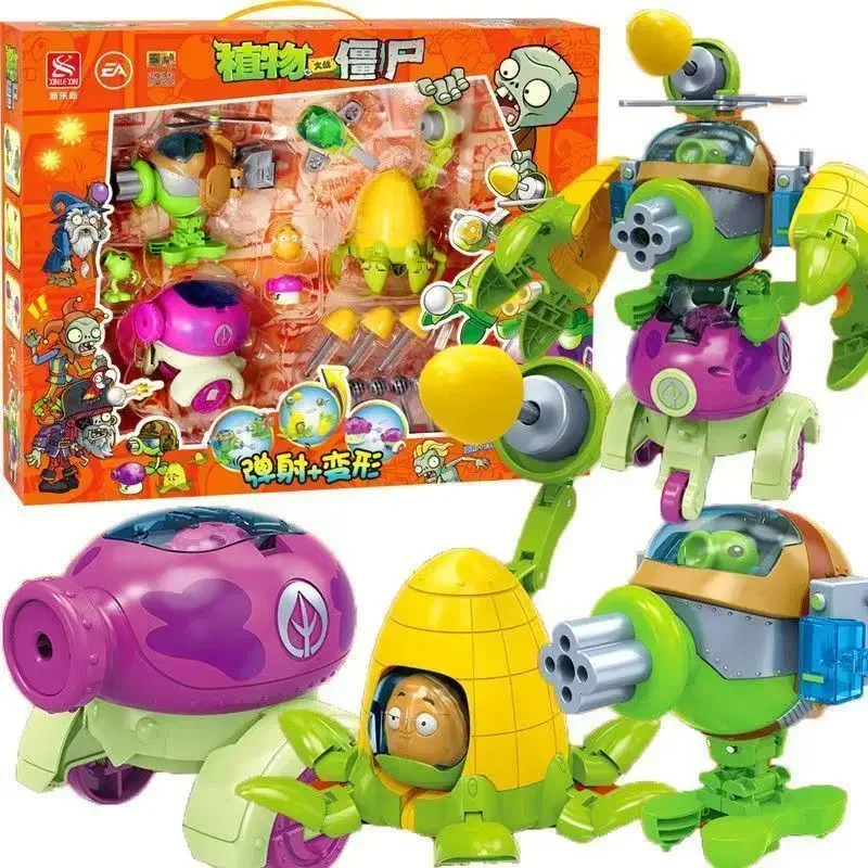 2025 New Plants VS. Zombies Robot Sunflower Cactus Corn Action Figure Model Set PVC Combination Deformation Doll Toys Kids Gift