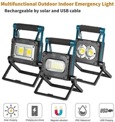 500W Powerful Handheld LED Searchlight Foldable Work Light Solar/USB Fast Charging Floodlight Waterproof Work Lamp Spotlight