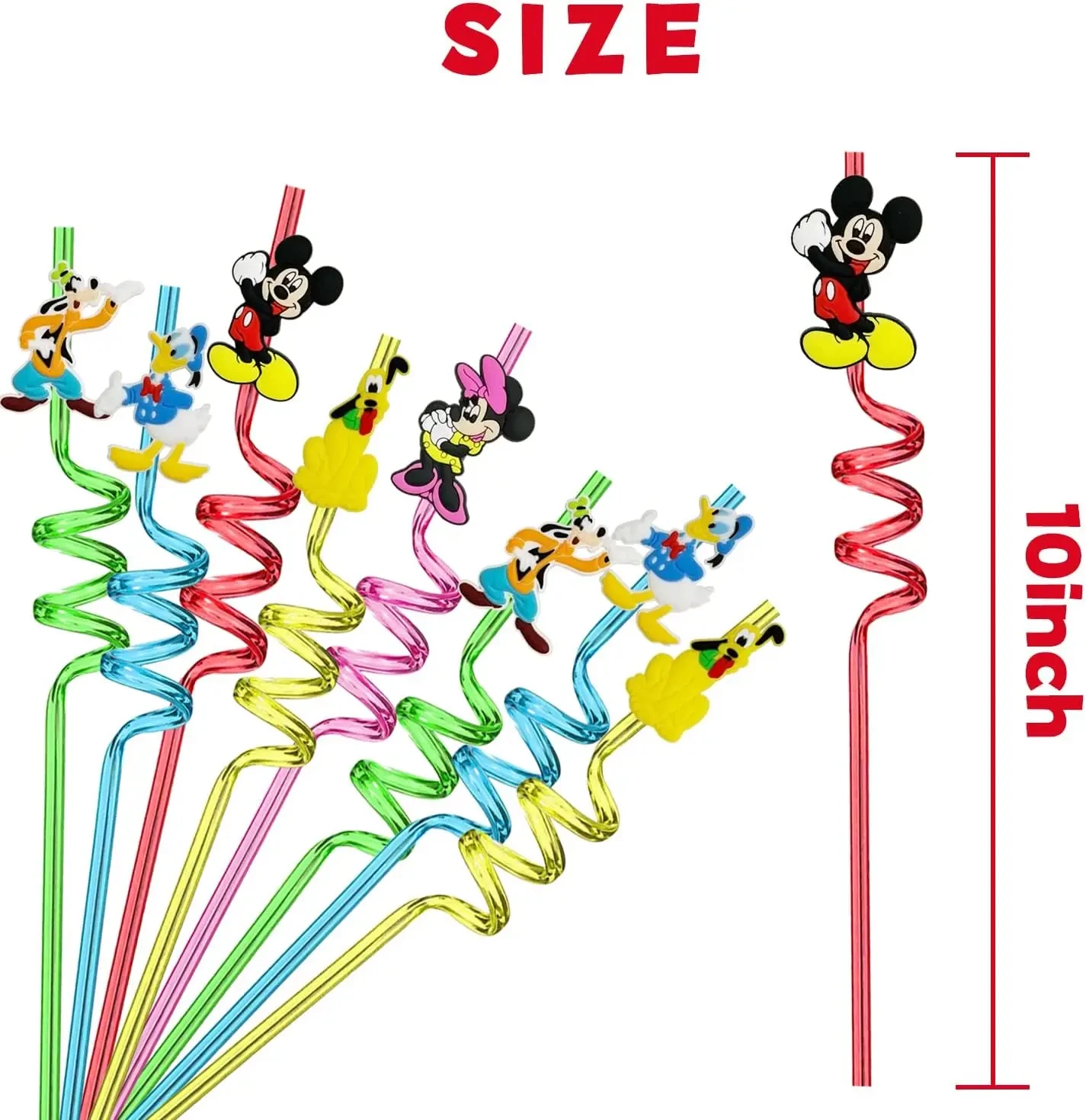 6/12PCS Drink Straws Mickey Mouse Party Supplies Favors Minnie Donald Duck Reusable Straws Birthday Party Supplies Gifts for Kid