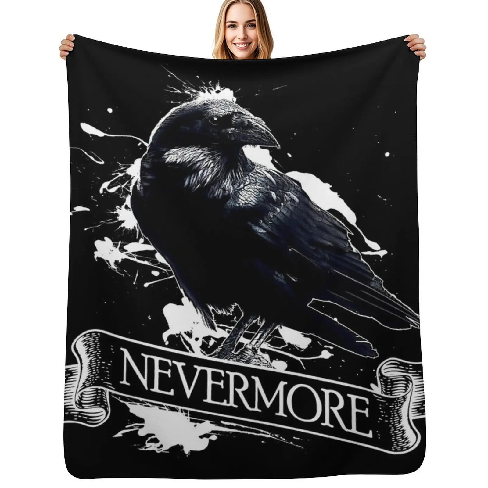 

Edgar Allan Poe Raven Nevermore Throw Blanket Comforter halloween Fashion Sofas Bed covers Blankets