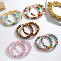Vedawas Bohemian Handmade Beaded Hoop Earrings ,Simple Holiday Party Women Accessories