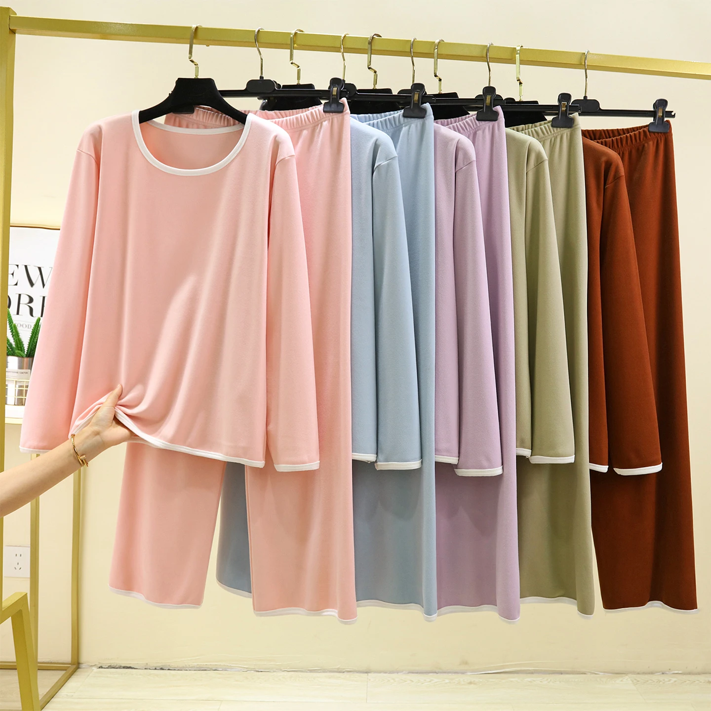 Thickened Fleece Pajamas Set Women's Autumn Winter Warm Sleepwear Long Sleeve Long Pants Separate Two Pieces Home Clothes