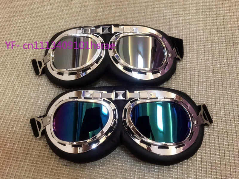 Vintage Motorcycle Goggles UV Protection Windproof Dustproof for Electric Bike Helmet