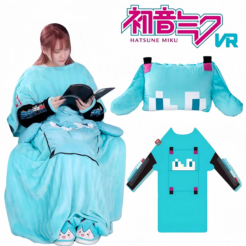 Hatsune Miku Multifunctional Blanket Pillow Cute Cartoon Air Conditioner Blanket Warm Perimeter Holiday Gifts Back Pillows Girls