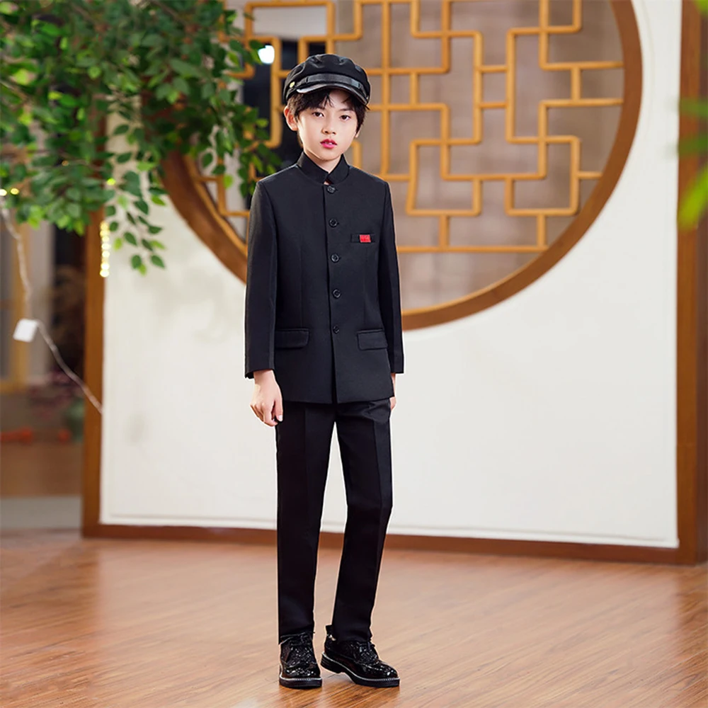 2 Piece Kids Suits Formal Stand Collar Jacket Pants Slim Fit Wedding Tuxedo Party Blazer Set 8 Year Old Boys Outfit