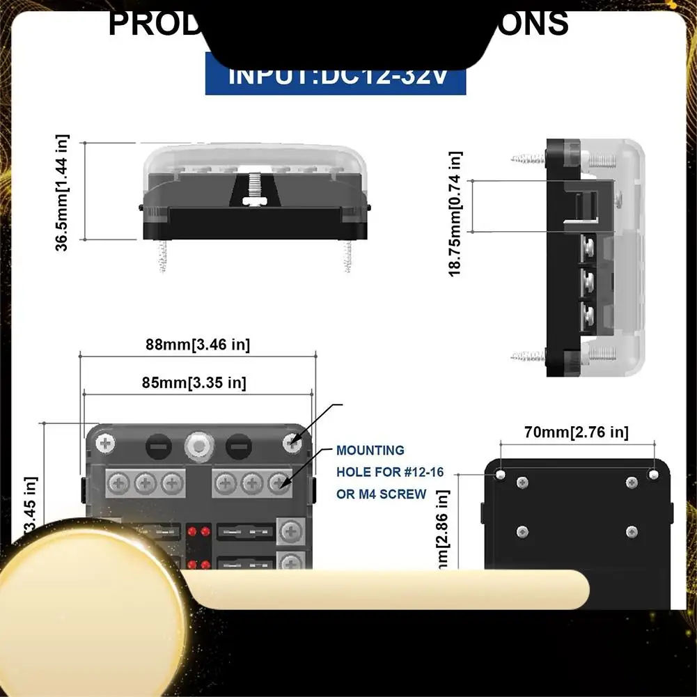 

Блок предохранителей с отрицательным автобусом, 6-контактный блок держателя предохранителей со светодиодным индикатором для 12 В, лодки, автомобиля, грузовика, морского пехотинца
