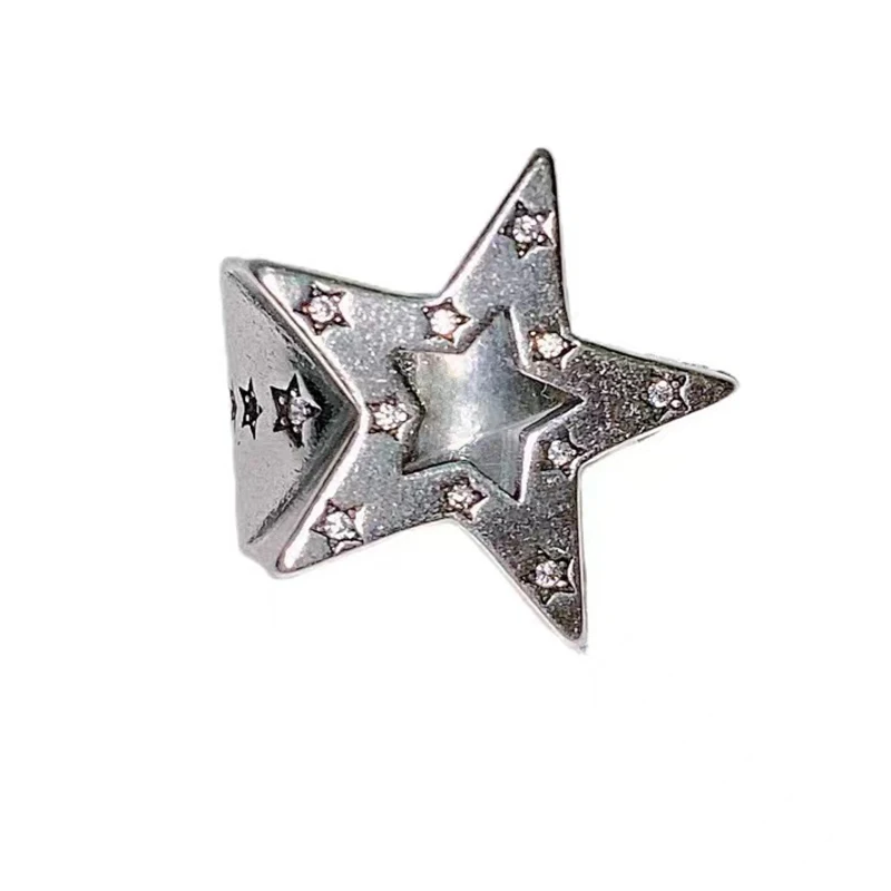 Burnished Metal Color Star Rings Heavy Punk Styles For Women Men Retro Vintage Hand Jewelry Girl Fashion Trendy New Design C1200