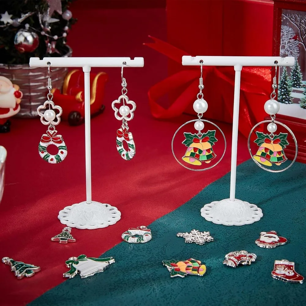 48 ชิ้นเงินเคลือบคริสต์มาส Charms คริสต์มาส Charm Xmas Tree Snowflake Charm ถุงเท้า Bell Snow Charm สําหรับเครื่องประดับทํา