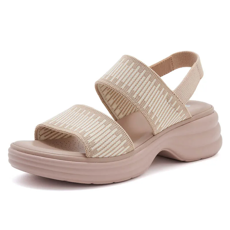 

2025 Summer Casual Comfortable Casual Sports Sandals Fashion Fabric 4.5CM Wedge Thick Bottom Women's Beach Sandals 159-4