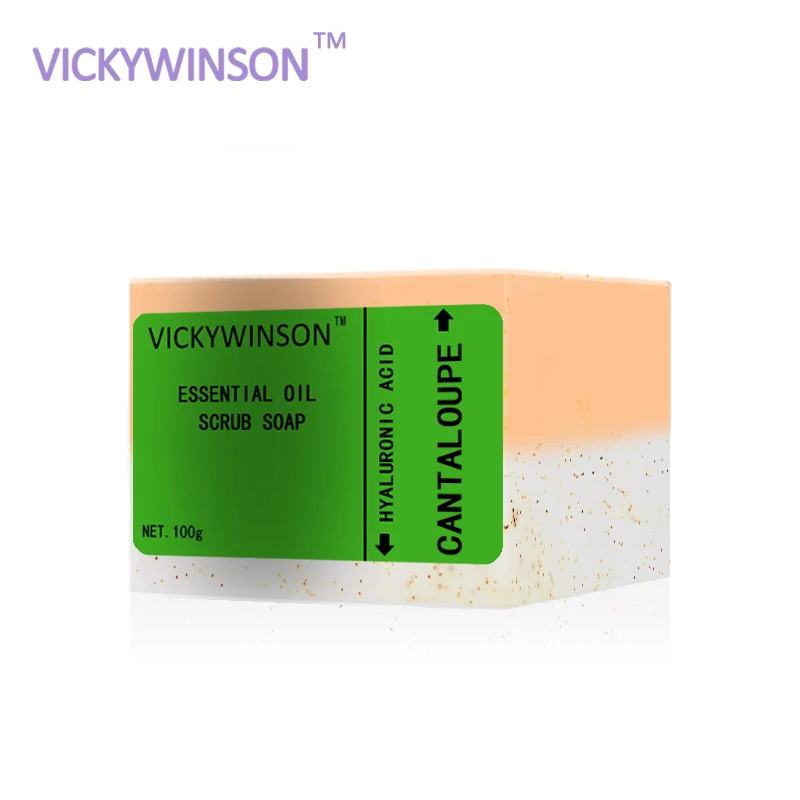 แคนตาลูป Scent Essence Scrub Soap 100G,รูขุมขนหดตัว,ควบคุมน้ำมัน,Exfoliate