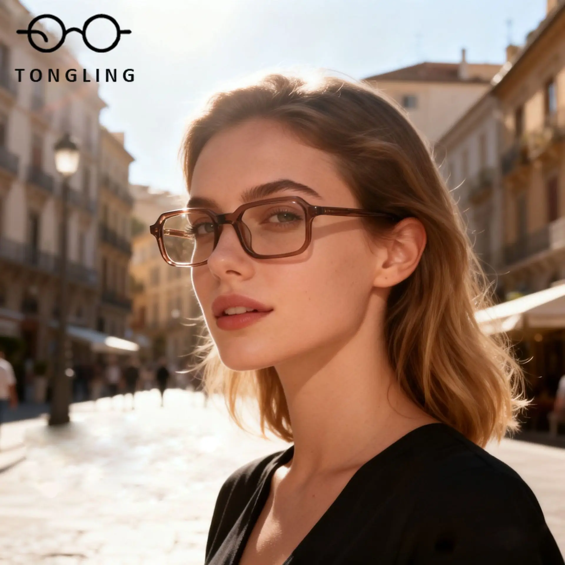 2026 High-Quality Trendy Men Handcrafted High-Quality Acetate Glasses Women Leopard-Print Fashion Colored Rectangular Sunglass
