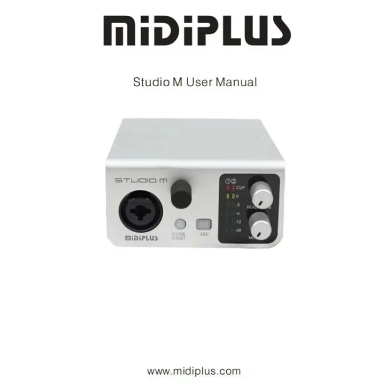 

2025 Midiplus Studio M High Quality 1 Input 2 Output USB Audio Interface Noise Cancelling 24 Bit/192kHz High Precision Sampling