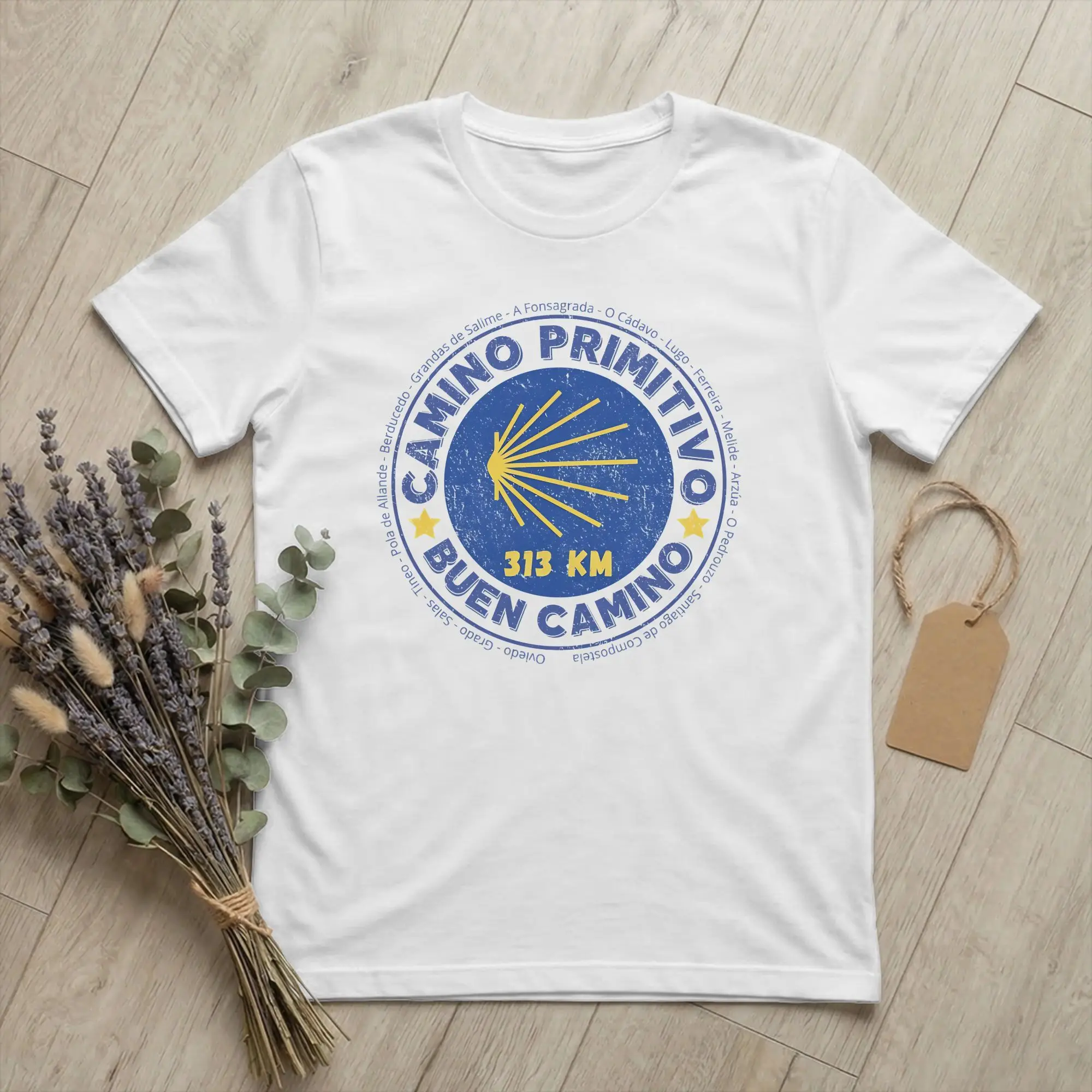 Novelty Camino Primitivo Camino de Santiago T-Shirt Men Round Collar Cotton T Shirts Hiking Short Sleeve Tee Shirt Gift Clothes