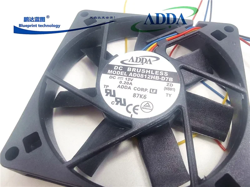 pa AD0812HB-D7B Adda Double Ball 12V Temperature Control PWM Four-Wire 8015 Power Supply Cases Cooling Fan
