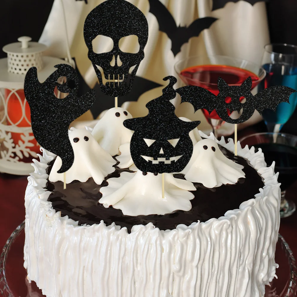 

24 Pcs Skull Card Insertion Toppers for Cake Ornament Cupcake Halloween Decoration Toothpick
