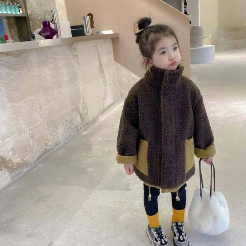 Children Clothes Autumn Winter Warm Coat Girls Double Sided Jacket Loose Casual Coat Fashion Patchwork Winter Clothes Girls Boys