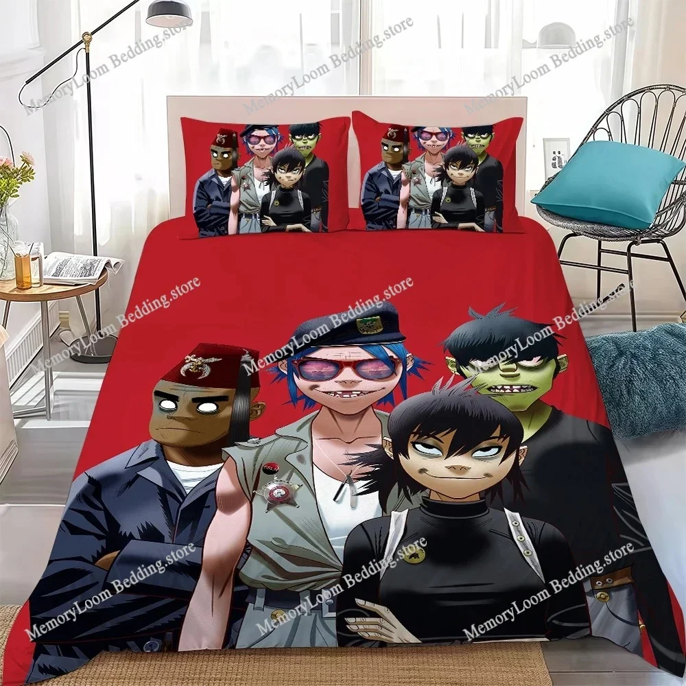 Band G-Gorillaz Music Duvet Cover Set Home Style Bedding Soft Laundry Cotton Bed Four Seasons Student Dormitory Luxury Gift 3
