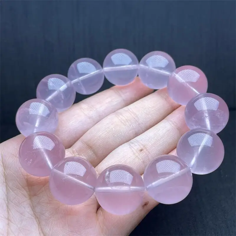 18MM Natural Starlight Rose Quartz Bracelet Crystal Reiki Healing Stone Fashion Jewelry Gifting Gift For Women 1PCS