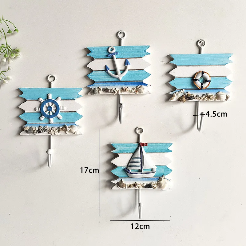 Creative Iron Art Hook Mediterranean Hook Ocean Style Home Decor Clothing and Hat Hooks Wall Mounted Ornament Storage Supplies
