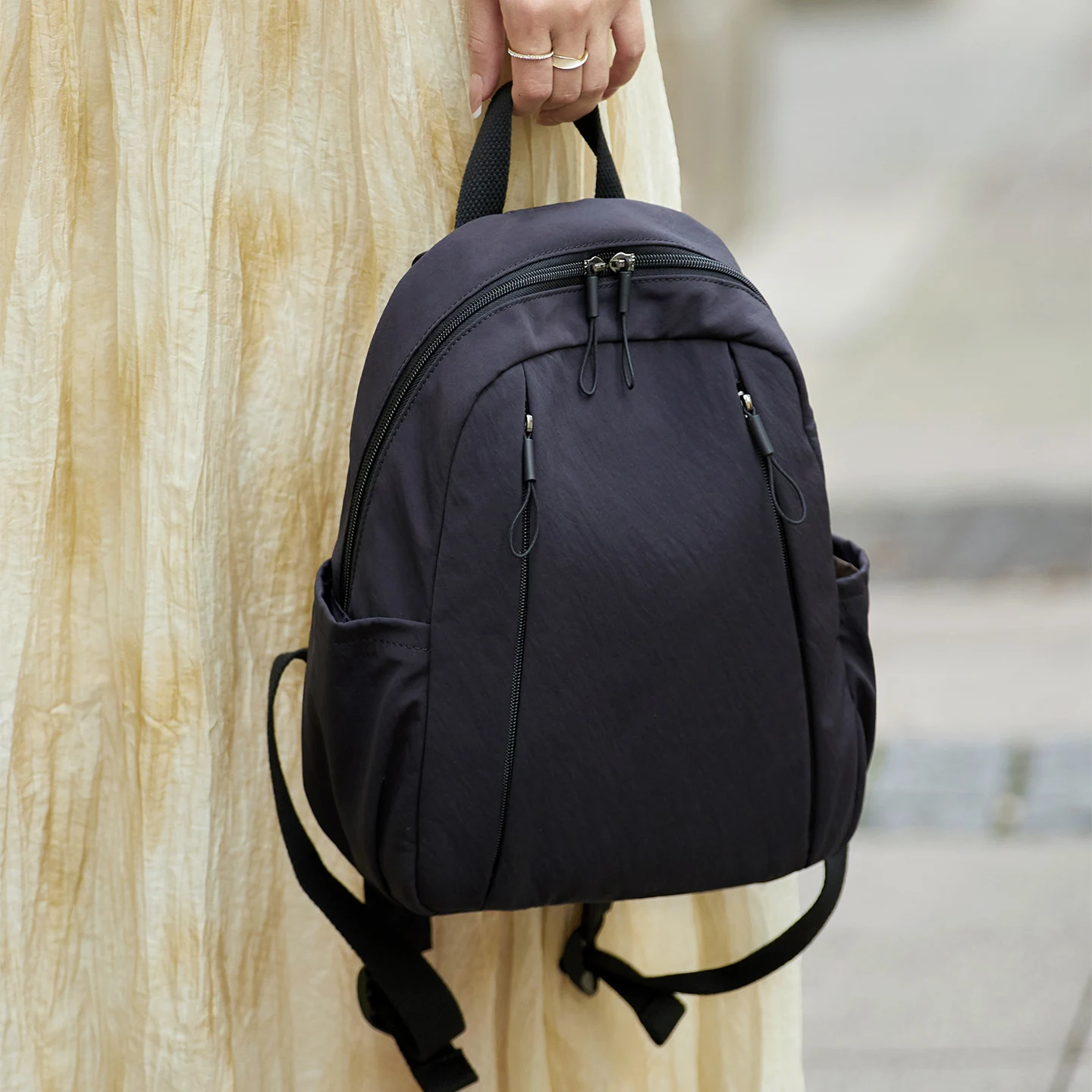

New Oxford &Leather Female Aesthetic Backpack Girls School Bags Handmade for Girls Women Backpacks Travel Light Weight # jh661